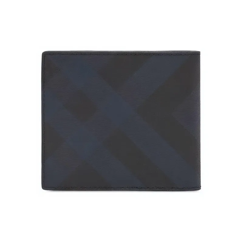 Burberry London Plaid With Leather Wallet Men's Dark Blue/Black-1