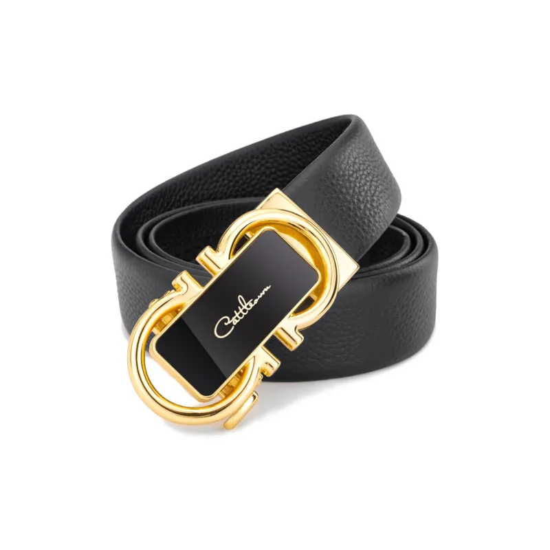 Cows Reign 8 Character Automatic Buckle Business Top Grain Cow Leather Leather Belts Men's-1