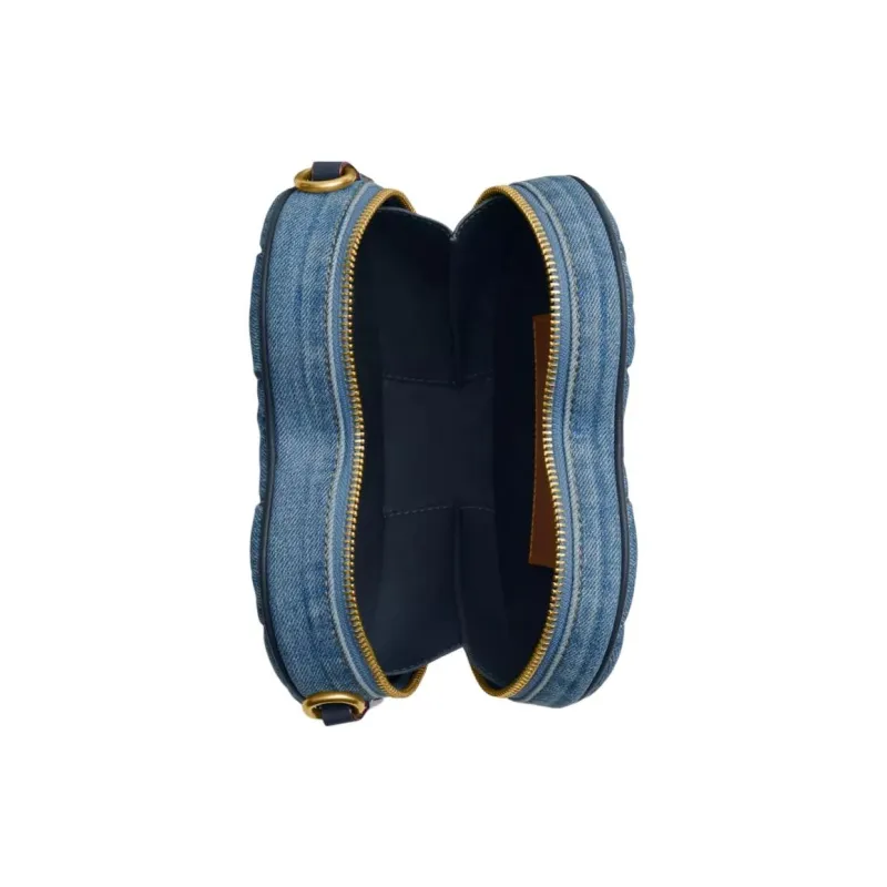 COACH Heart Denim Shoulder Bag, Crossbody Bag Small Size Women's Indigo-3