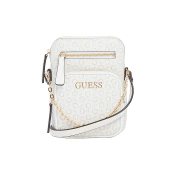 GUESS Canvas Shoulder Bag Crossbody Bag Mini Unisex White