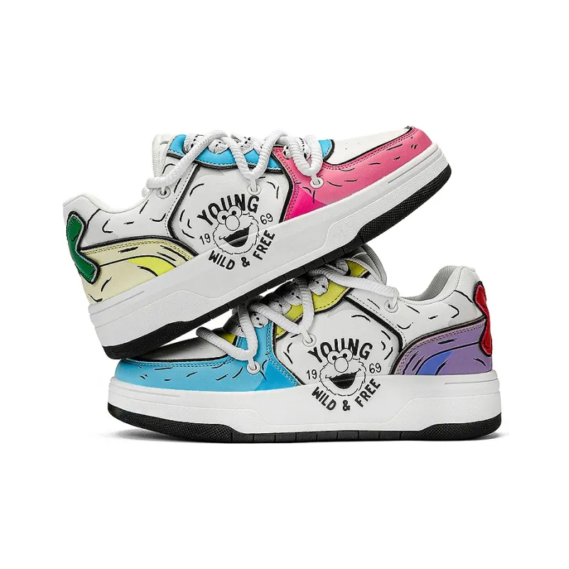 SESAME STREET Slip-Resistant Cushioning Wear-Resistant Breathable Height Increasing Low-Top Skateboard Shoes Unisex-0