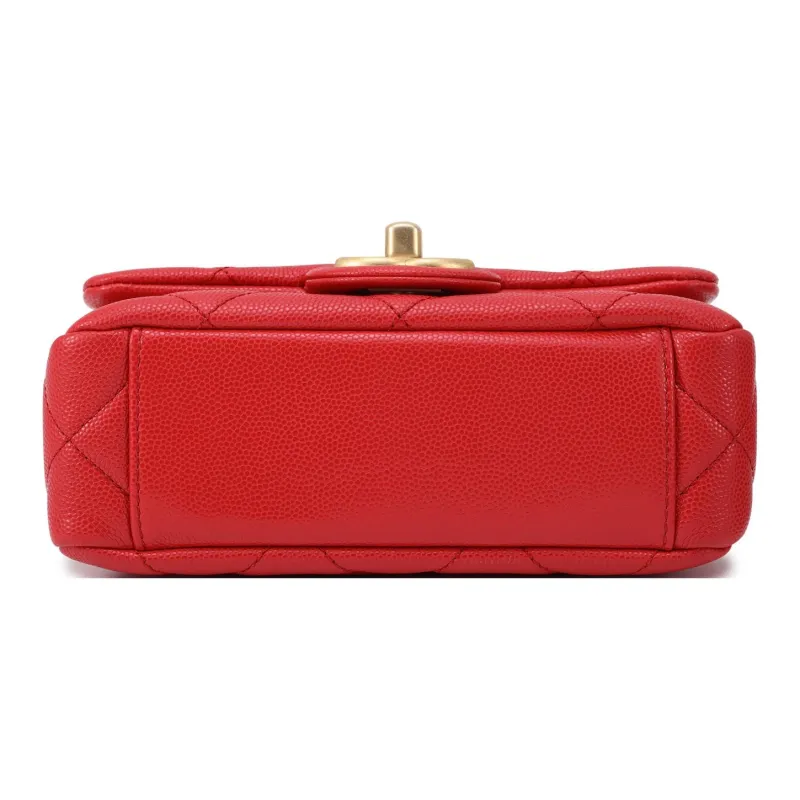 CHANEL 22A Early Autumn Grain Cow Leather Shoulder Bag, Crossbody Bag Women's Red-4