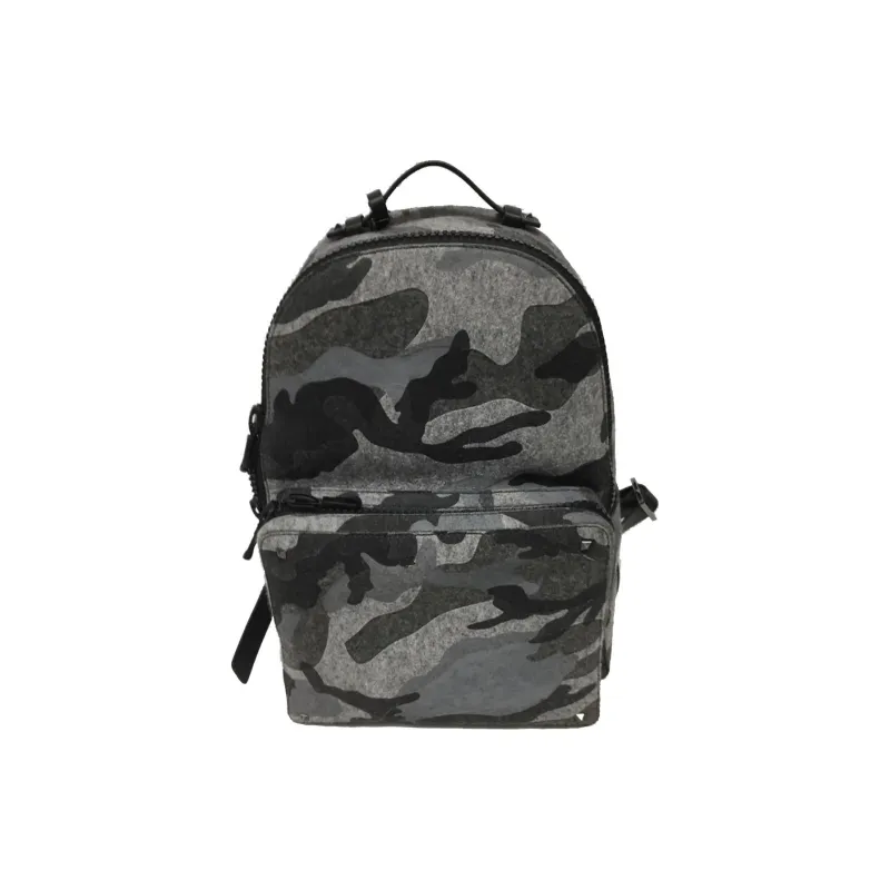 Valentino GARAVANIRockstud Calfskin Backpack Men's Gray-0