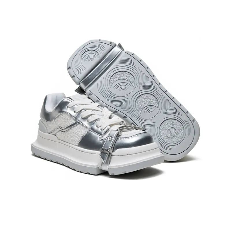 ABCICEY Anti Slip Wear Resistant Low Top Skateboard Shoes Unisex White-4