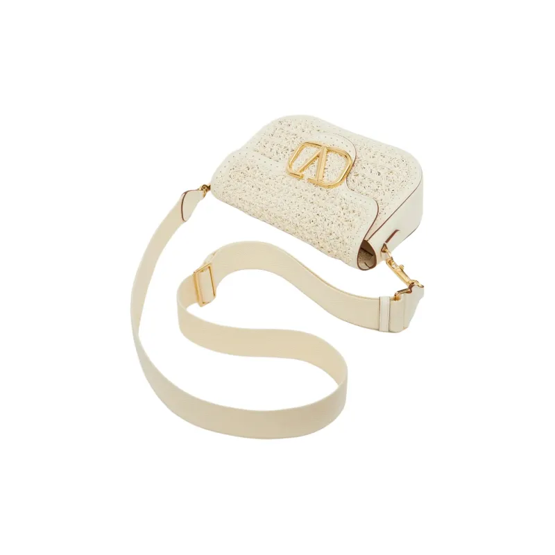Valentino Woven Leather Portable Crossbody Bag Shoulder Bag Women's Ivory-2