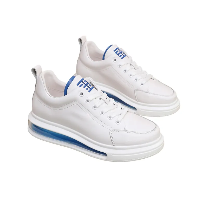 LYFAG Skateboard Shoes Unisex Mid Top White/Blue/Gray-3