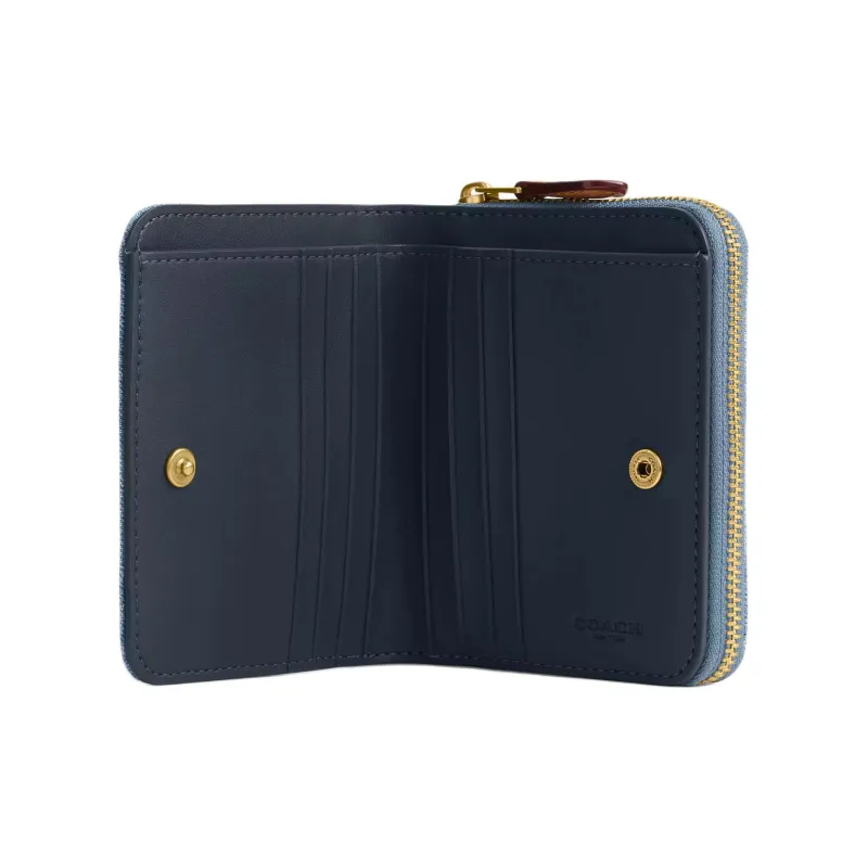 COACH Billfold Wallet Denim Wallet Mini Women's Brass & Indigo-2