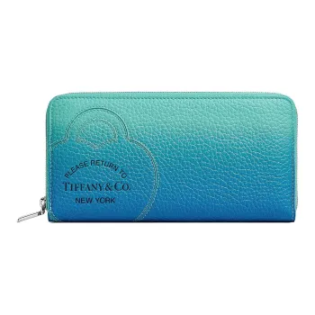 TIFFANY & CO. Return To Tiffany Collection Taurillon Leather Wallet Large Size Women's Blue