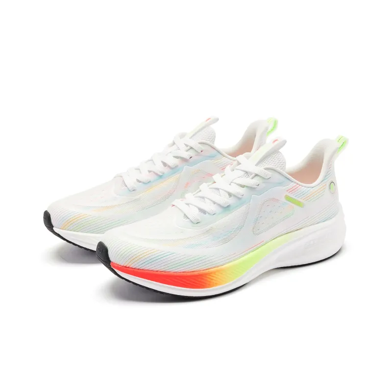QIAODAN Rapid LITE Cushioned Slip Resistant Low Top TURBO Rebound Technology Running Shoes Men's White Orange Green-2