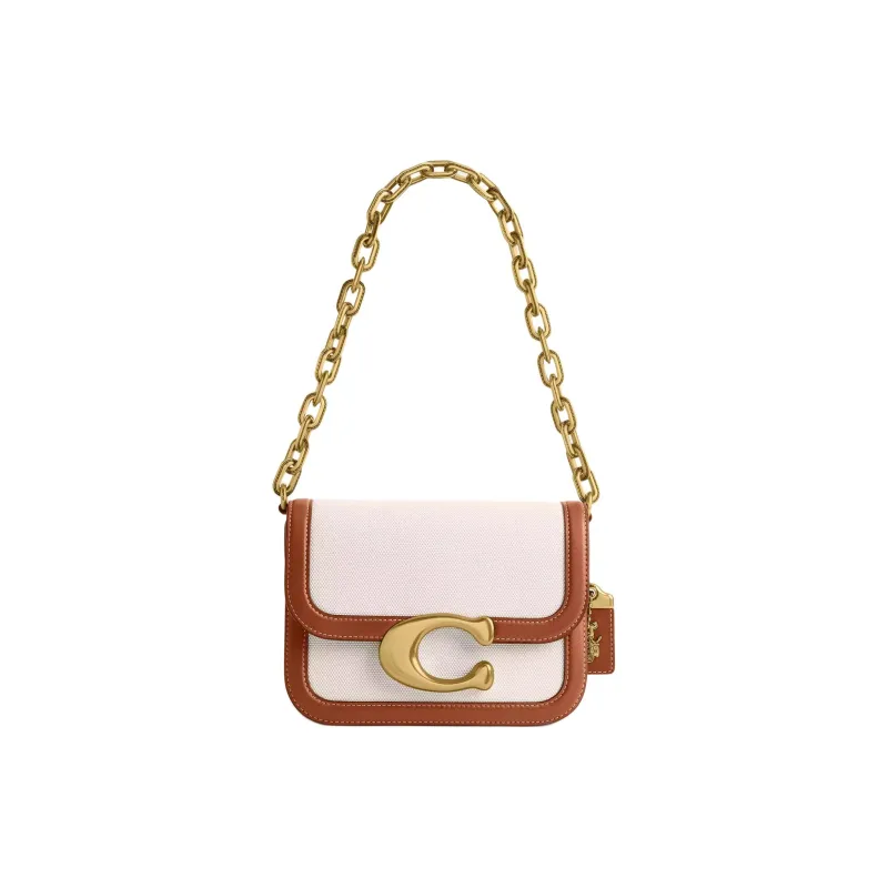 COACH IDOL Canvas With Leather Handbag, Shoulder Bag Women's Polished Amber & Brass-0