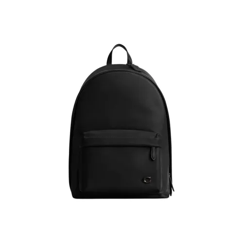 COACH Leather Backpack Large Size Men's Black