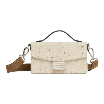 FENDI Kengo Kuma Collaboration BaguetteTrunk Paper Suede Portable Crossbody Bag Shoulder Bag Men's White