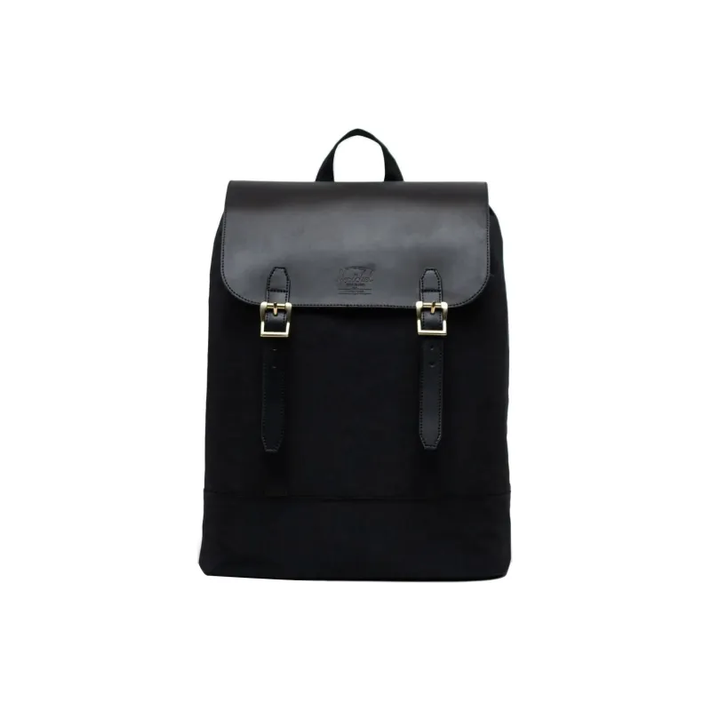 Herschel Genuine Leather Backpack Small Size Unisex Black-0