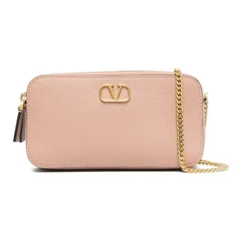 Valentino Vlogo Calfskin Shoulder Bag Crossbody Bag Small Size Women's Pink