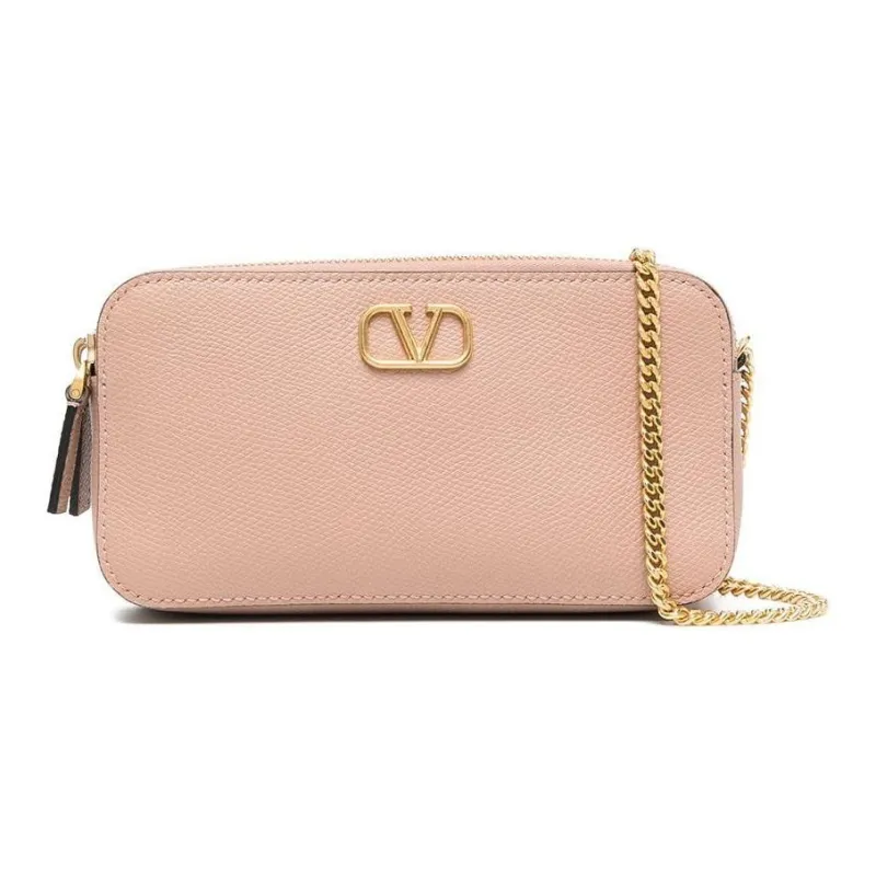 Valentino Vlogo Calfskin Shoulder Bag Crossbody Bag Small Size Women's Pink-0