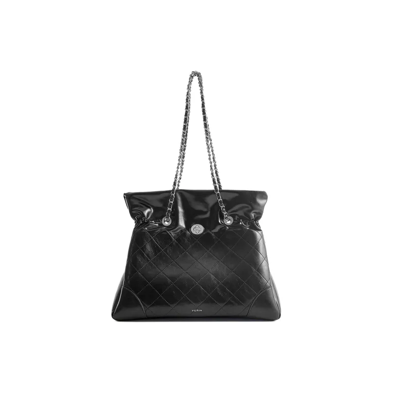 FERIA Split Cow Leather Diamond Pattern Pouch Handbag, Shoulder Bag Regular Women's Cocoa Brown/Black-6