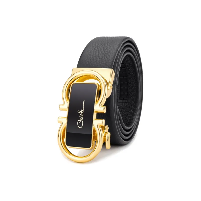 Cows Reign 8 Character Automatic Buckle Business Top Grain Cow Leather Leather Belts Men's-3