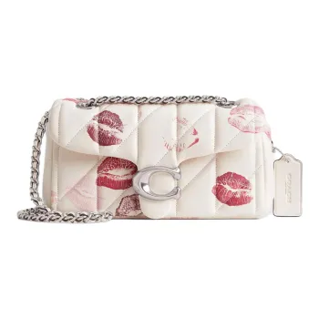 COACH Tabby Nappa Leather Shoulder Bag, Crossbody Bag Small Size Women's Silver & Chalk Multicolor