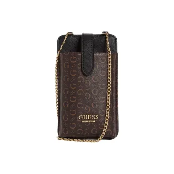 GUESS Artificial Leather One Shoulder Crossbody Cell Phone Pouch Regular Unisex Brown