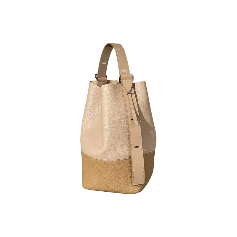 AJ AOIRJ Cow Leather Genuine Bucket Bag Crossbody Bag Hobo Bag Shoulder Bag Regular Women's Latte/Milk Green/Cookie-8