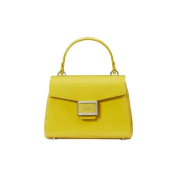 Kate Spade Katy Patent Leather Smooth Leather Shoulder Bag Crossbody Bag Handbag Small Size Women's Yellow Green