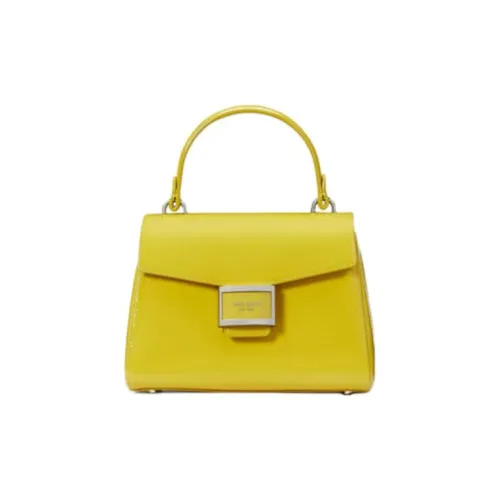 Kate Spade Katy Patent Leather Smooth Leather Shoulder Bag Crossbody Bag Handbag Small Size Women's Yellow Green