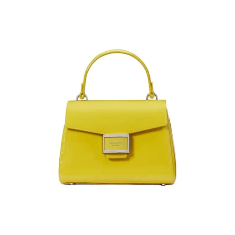 Kate Spade Katy Patent Leather Smooth Leather Shoulder Bag Crossbody Bag Handbag Small Size Women's Yellow Green-0