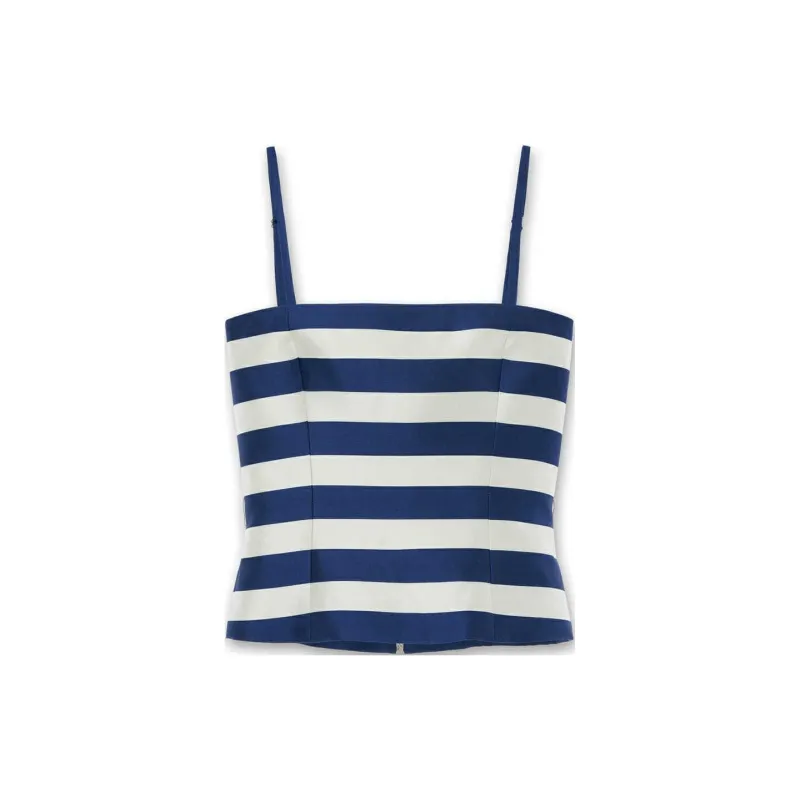 KIMHEKIM SS24 RIBBON BELTED MIKADO SILK BANDEAU TOP Strapless Top Women's NAVY/Marine Blue-2