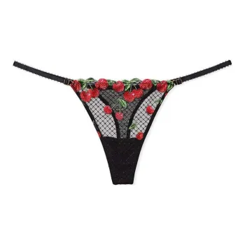 VICTORIA'S SECRET Underpants Women's 1 Pack Black Cherry Embroidery