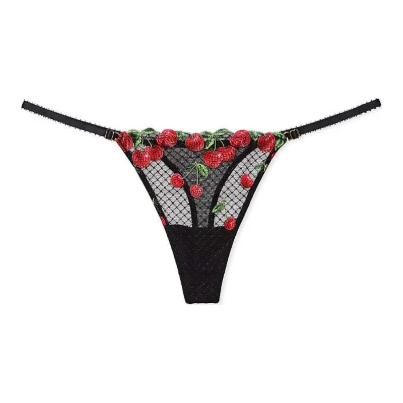 VICTORIA'S SECRET Underpants Women's 1 Pack Black Cherry Embroidery-0