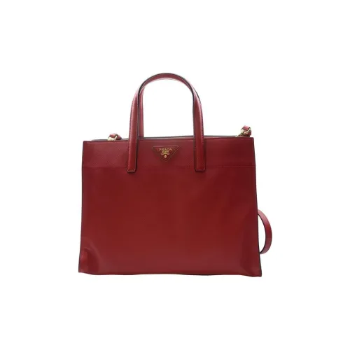 PRADA Cow Leather Shoulder Bag Crossbody Bag Handbag Women's Red