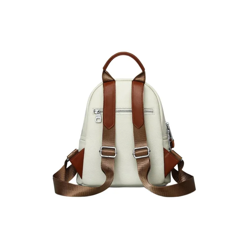 C°BANNER Cow Leather With Synthetic Leather Backpack Large Size Unisex Black/White-8