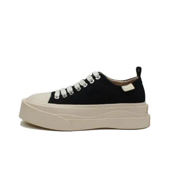 MARCHE STUDIOS Abrasion Resistant Slip Resistant Low Top Canvas Shoes Unisex Black White