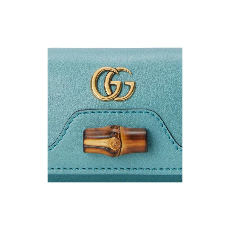 GUCCI Leather Key Pouch Women's Light Blue-4