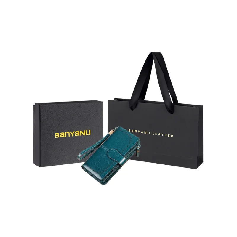 Banyanu Cow Leather Wallet Regular Women's Burgundy/Yellow/Black/Blue-5