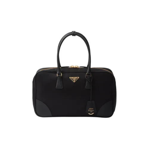 PRADA Re Edition Recycled Nylon With Patchwork Leather Handbag Large Size Women's Black