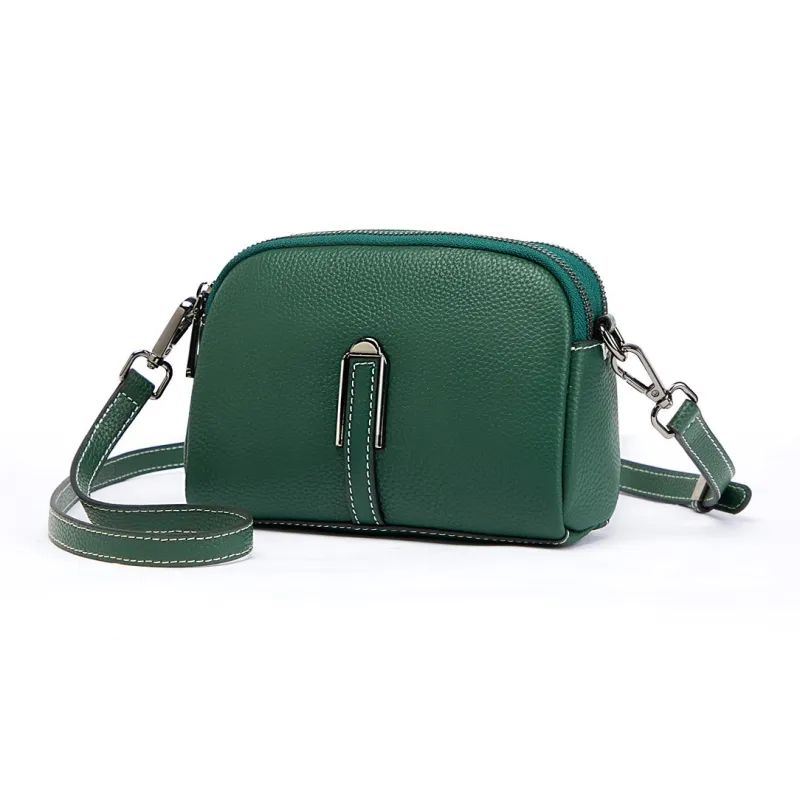 KAISER Cow Leather Shoulder Bag Regular Women's Black/Blue/Green/Burgundy/Milk Tea Brown-4