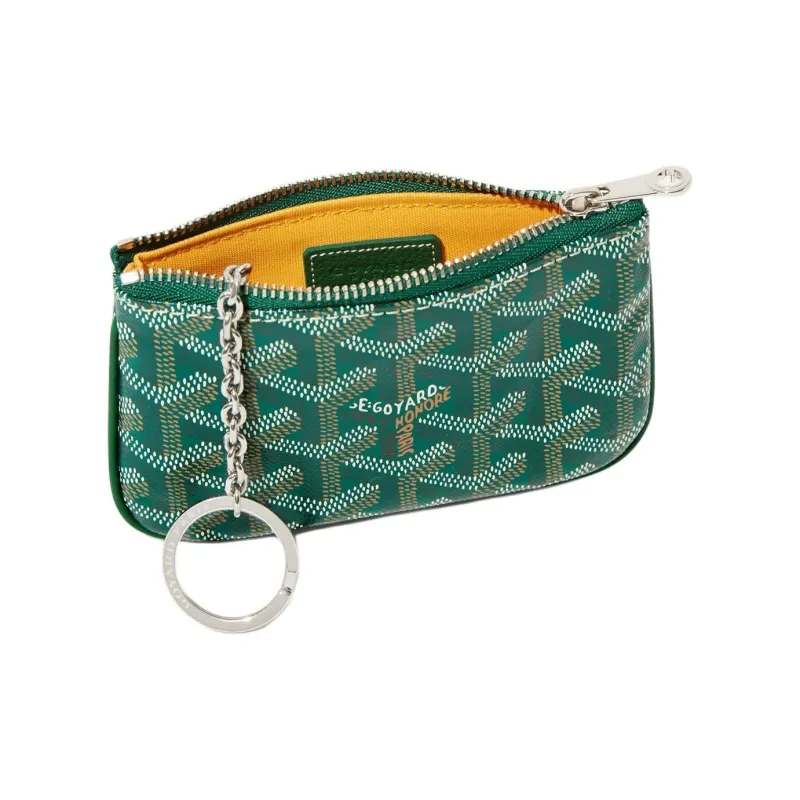 GOYARD Canvas With Calfskin Key Pouch Extra Mini Unisex Green-1