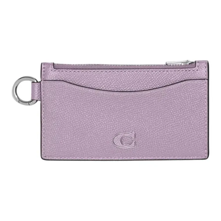 COACH Card Case Grain Leather Card Holder Card Holder Mini Men's Purple-0