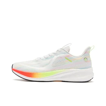 QIAODAN Rapid LITE Cushioned Slip-Resistant Low-Top TURBO-Rebound Technology Running Shoes Men's White Orange Green