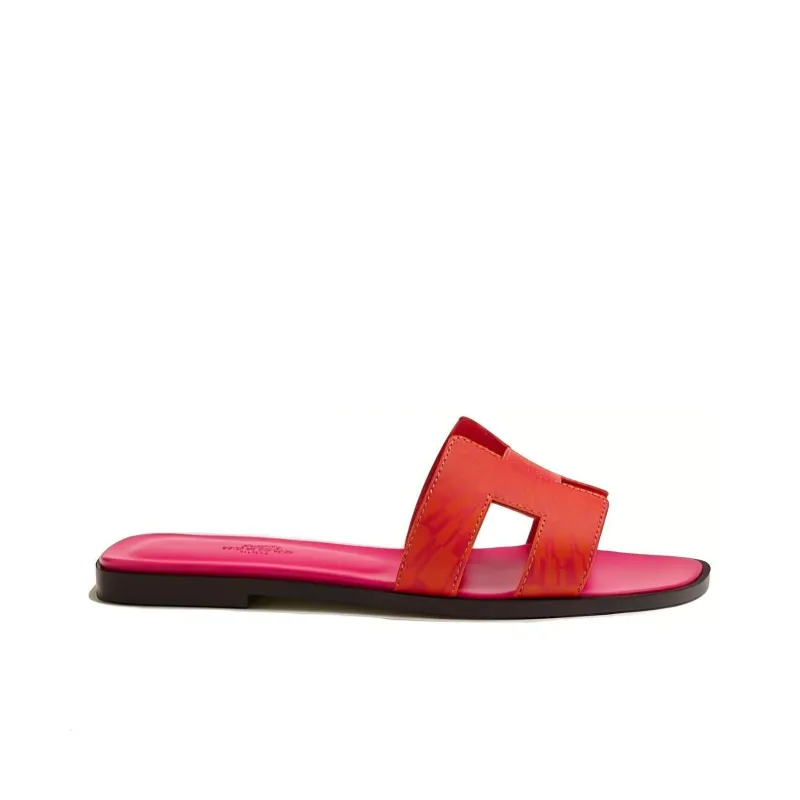 HERMES Oran Slide Slippers Women's Pink Orange-1