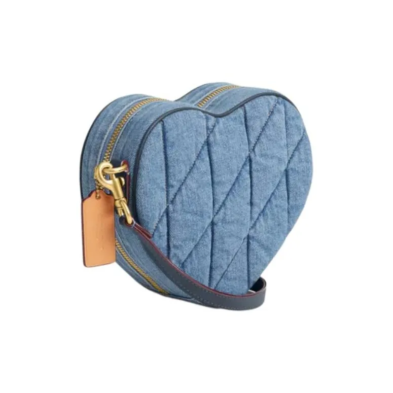 COACH Heart Denim Shoulder Bag, Crossbody Bag Small Size Women's Indigo-1