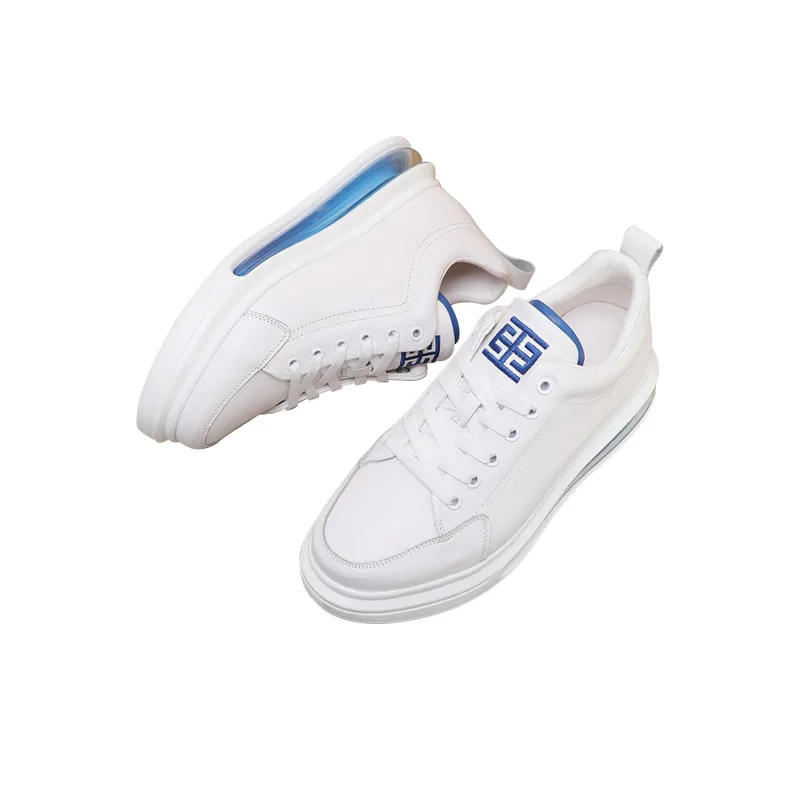 LYFAG Skateboard Shoes Unisex Mid Top White/Blue/Gray-4