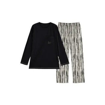 Peninsula City Pajama Set Men's Sleep Aid Black Water Ripple