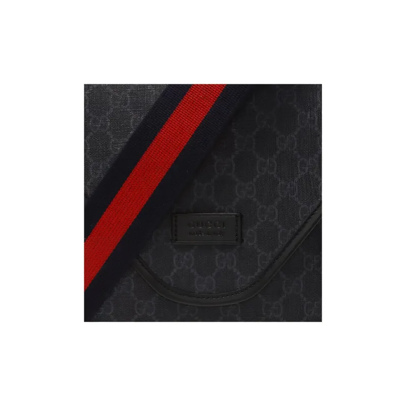 GUCCI Canvas With Leather Messenger Bag Shoulder Bag Crossbody Bag Men's Dark Gray-3