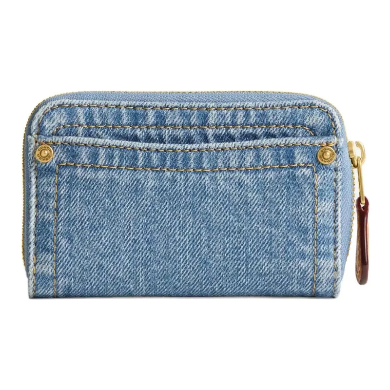 COACH Zip Around Denim Wallet Mini Women's Indigo-1