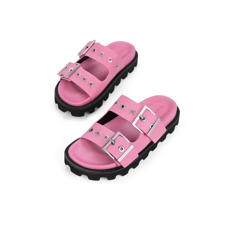 CHARLES&KEITH Slide Slippers Women's Black/White/Pink/Pink-12