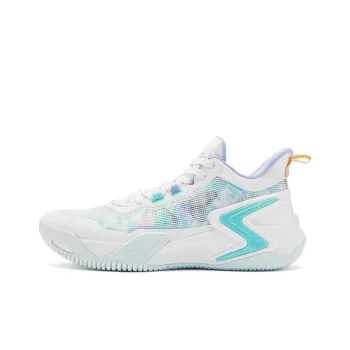 QIAODAN Rampage 1.0 Cushioning Wear Resistant Low Top Patented Rebound Technology Basketball Shoes Men's Blue White