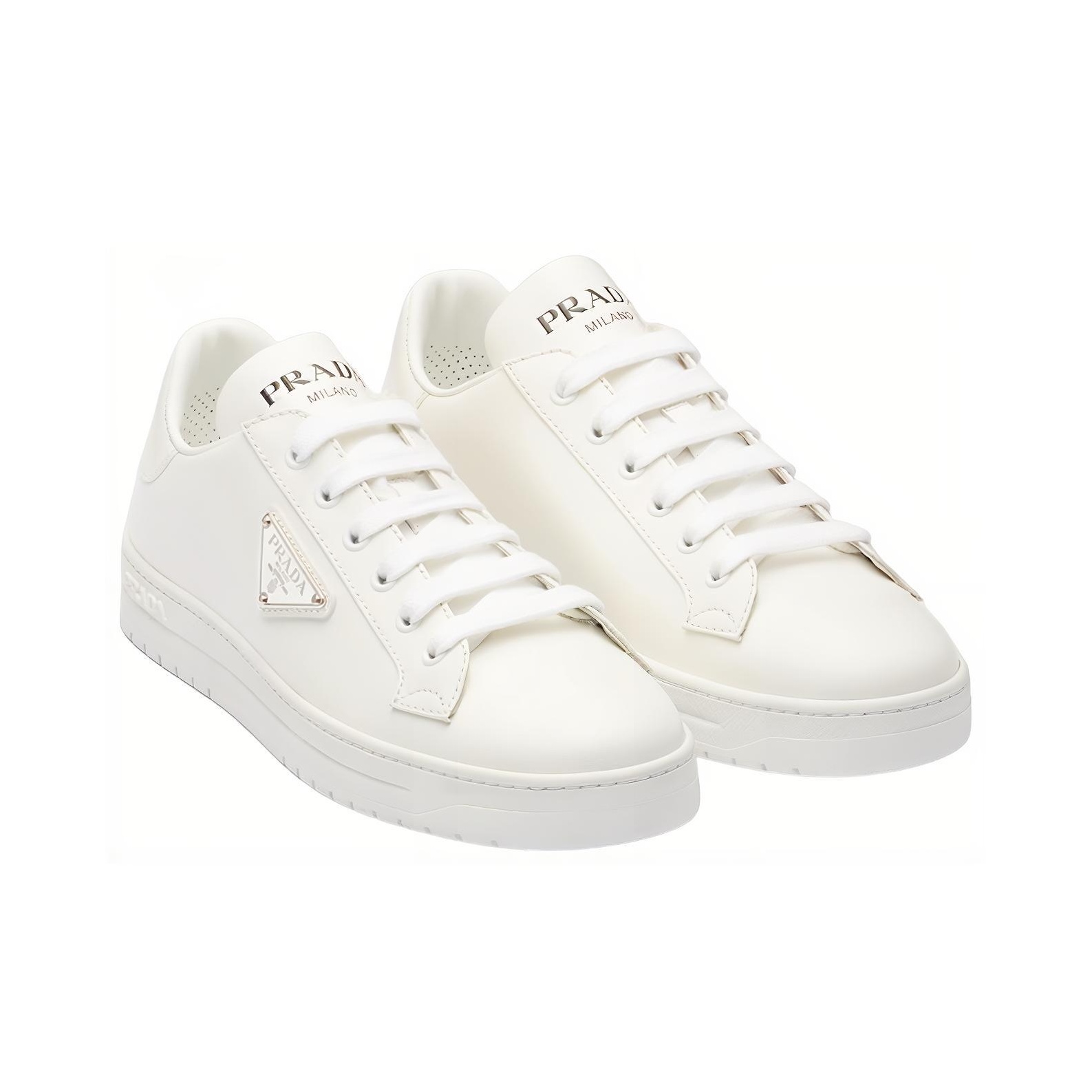 PRADA White and Silver Leather Lace-up スニーカー PRADA White and Silver Leather Lace-up スニーカー 靴・ブーツ
