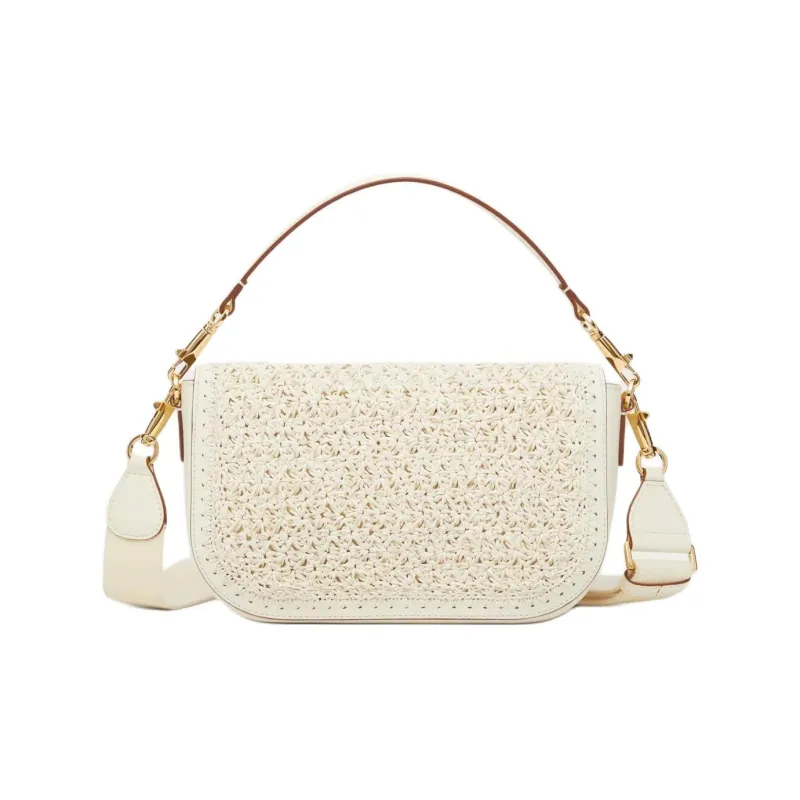 Valentino Woven Leather Portable Crossbody Bag Shoulder Bag Women's Ivory-4